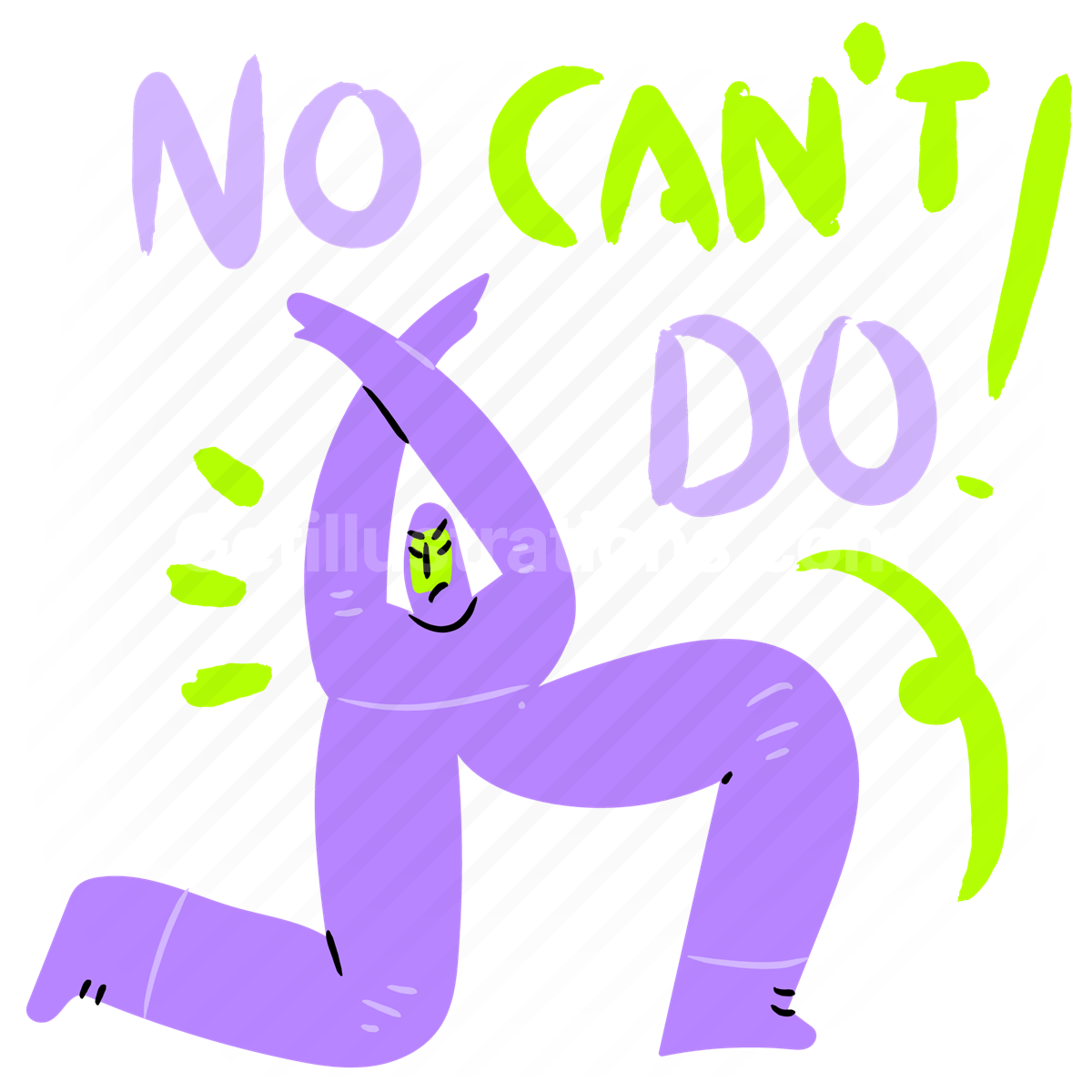 no, can't do, sticker, face, smiley, character, refuse, reject